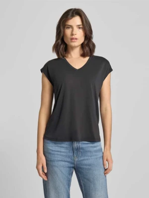 T-shirt z dekoltem w serek model ‘modala’ Vila
