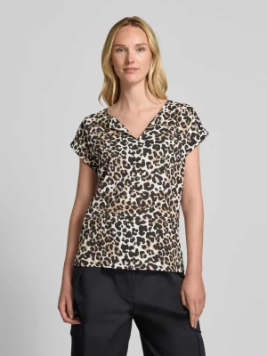 T-shirt z dekoltem w serek model ‘Viva’ FREE/QUENT