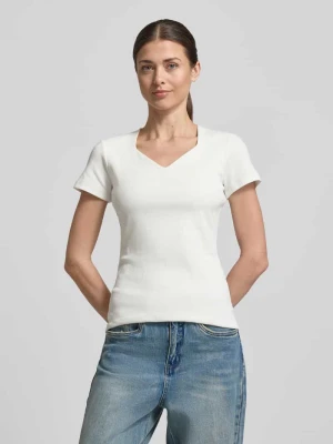 t-shirt z dekoltem w serek MORE & MORE