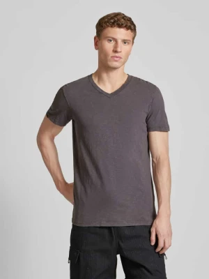 T-shirt z dekoltem w serek Superdry Antracytowy
