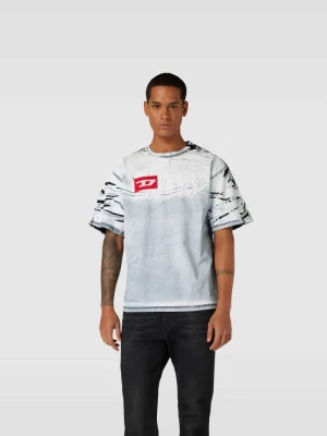T-shirt z detal z logo Diesel Jasnoszary