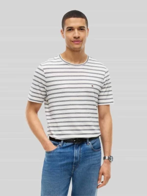 T-shirt z detal z logo Tommy Hilfiger Granatowy
