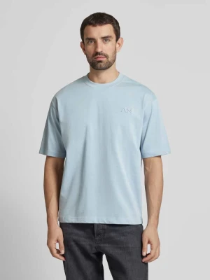 T-shirt z detalem z logo Antony Morato Jasnoniebieski