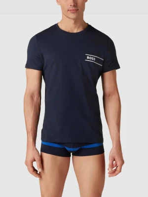 t-shirt z detalem z logo Boss Ciemnoniebieski