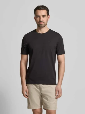 t-shirt z detalem z logo Bugatti Czarny