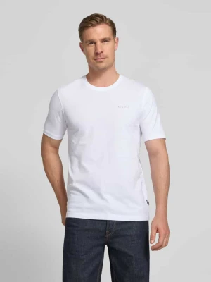 t-shirt z detalem z logo Bugatti Biały