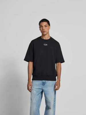 T-shirt z detalem z logo Diesel Czarny
