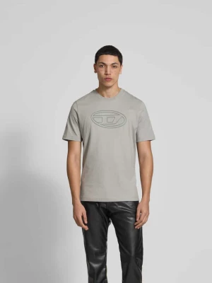 T-shirt z detalem z logo Diesel Jasnoszary