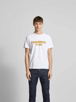 T-shirt z detalem z logo Dsquared2 Biały