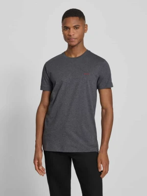 t-shirt z detalem z logo Gant Ciemnoszary