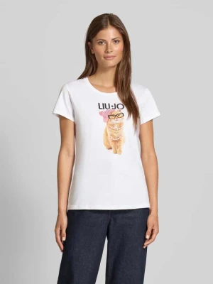 T-shirt z detalem z logo Liu Jo White