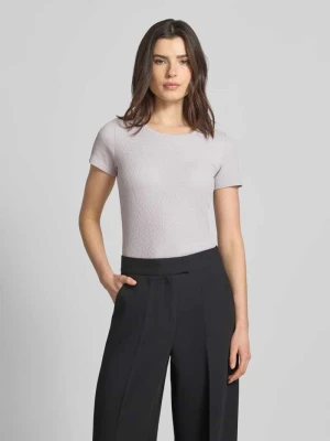 t-shirt z detalem z logo Marc Cain Srebrny