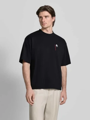 T-shirt z detalem z logo model ‘Beam’ WOODBIRD