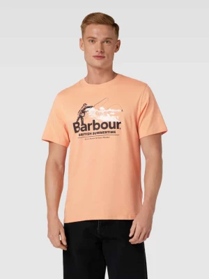 T-shirt z detalem z logo model ‘CAST’ Barbour