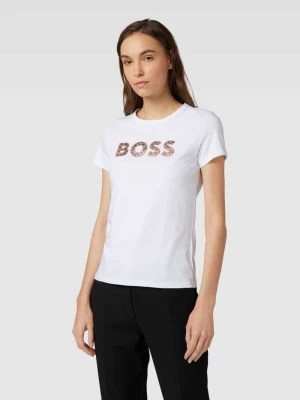 T-shirt z detalem z logo model ‘Eventsa’ Boss