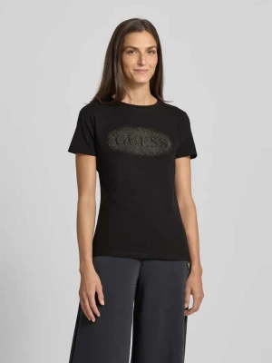 T-shirt z detalem z logo model ‘INGRID’ Guess Activewear