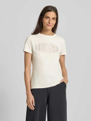 T-shirt z detalem z logo model ‘INGRID’ Guess Activewear