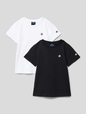 T-shirt z detalem z logo w zestawie 2 szt. Champion Jasnoszary
