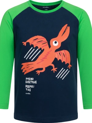T-shirt z długim rękawem dla chłopca, z dinozaurem, granatowy 3-8 lat Endo