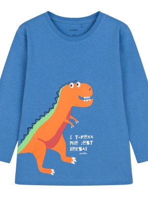 Zdjęcie produktu T-shirt z długim rękawem dla chłopca, z dinozaurem, niebieska 3-8 lat Endo