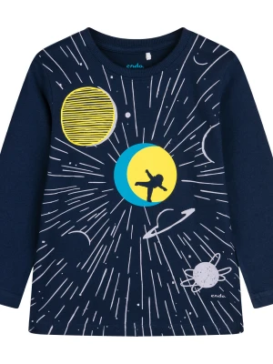 T-shirt z długim rękawem dla chłopca, z motywem astronauty w kosmosie, granatowy 3-8 lat Endo