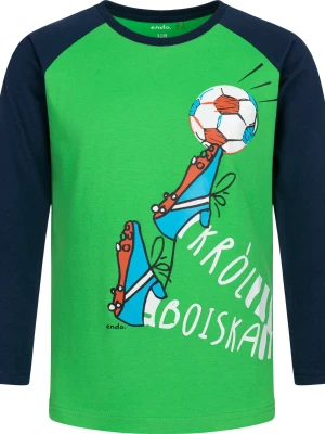 T-shirt z długim rękawem dla chłopca, z motywem piłkarskim, zielony 3-8 lat Endo