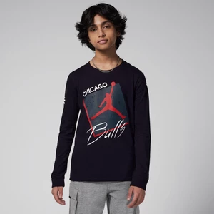 T-shirt z długim rękawem dla dużych dzieci (chłopców) Jordan Max90 NBAChicago Bulls Courtside Statement Edition - Czerń