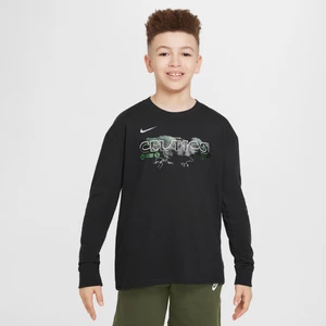 T-shirt z długim rękawem dla dużych dzieci (chłopców) Max90 Nike NBA Boston Celtics Essential - Czerń
