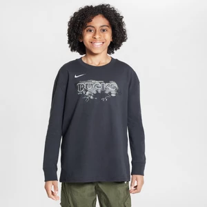 T-shirt z długim rękawem dla dużych dzieci (chłopców) Max90 Nike NBA Milwaukee Bucks Essential - Czerń