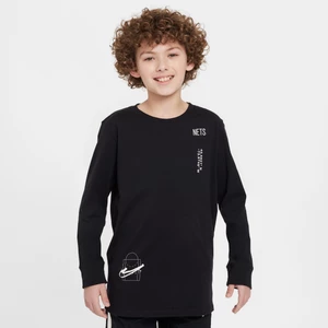 T-shirt z długim rękawem dla dużych dzieci (chłopców) Nike NBA Brooklyn Nets Courtside Max90 - Czerń