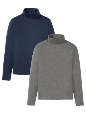 T-shirt z długim rękawem i golfem (2 szt.), z czystej bawełny organicznej BonPrix niebieski