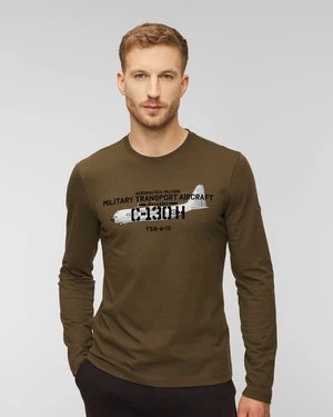 T-shirt Z Długim Rękawem Męski Aeronautica Militare Zielony