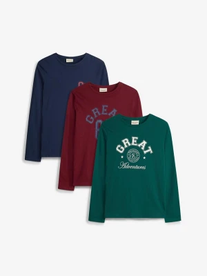T-shirt z długim rękawem, z miękkiej bawełny organicznej (3 szt.) BonPrix czerwony