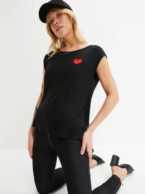 Zdjęcie produktu T-shirt z dłuższym tyłem, z lejącej mieszanki wiskozy BonPrix czarny