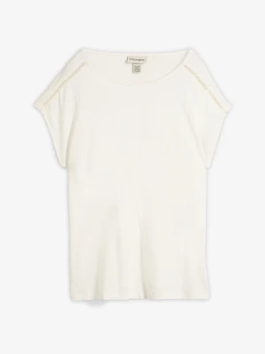 T-shirt z drabinkową koronką BonPrix biały
