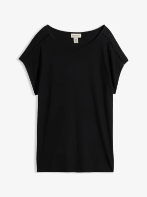 T-shirt z drabinkową koronką BonPrix czarny