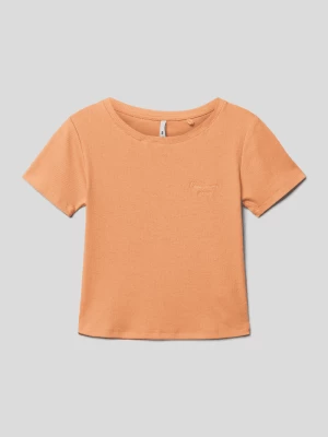 T-shirt z drobnym prążkowaniem model ‘GISBELLA’ Pepe Jeans