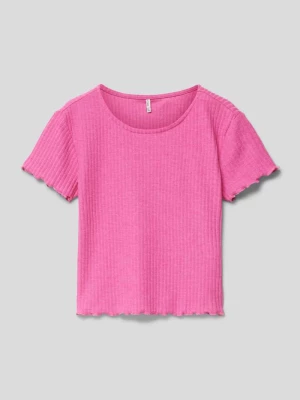 T-shirt z drobnym prążkowaniem model ‘KONNELLA’ Only