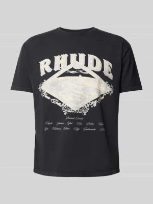 T-shirt z dużym nadrukiem z przodu Rhude Czarny
