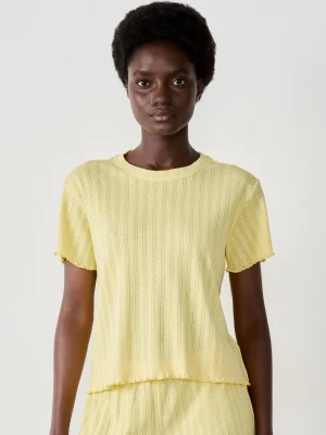 T-shirt z dzianiny ażurowej Etam