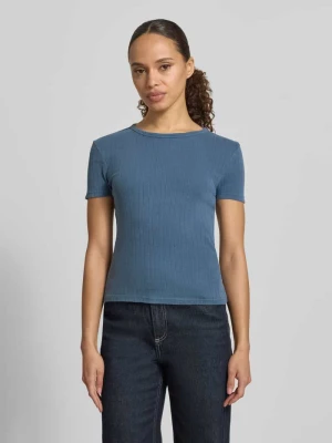t-shirt z dzianiny o wzorze pointelle z okrągłym dekoltem Jake*s Jeansowy niebieski