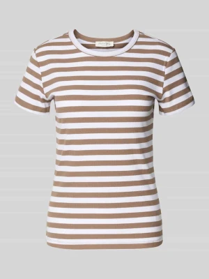 T-shirt z efektem prążkowania i okrągłym dekoltem Christian Berg Woman