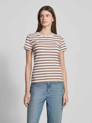 T-shirt z efektem prążkowania i okrągłym dekoltem Christian Berg Woman