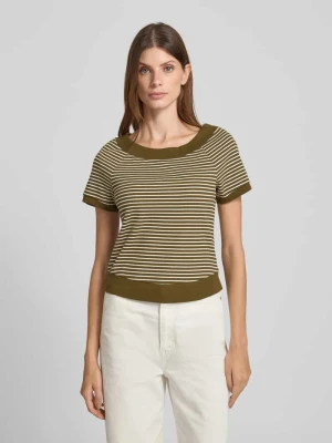 T-shirt z efektem prążkowania i okrągłym dekoltem Zero