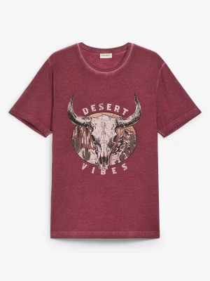 T-shirt z efektem sprania, z czystej bawełny organicznej BonPrix czerwony