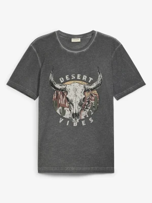 T-shirt z efektem sprania, z czystej bawełny organicznej BonPrix szary