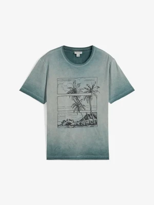 T-shirt z efektem wytarcia, z bawełny organicznej BonPrix zielony