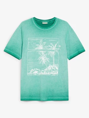 T-shirt z efektem wytarcia, z bawełny organicznej BonPrix zielony
