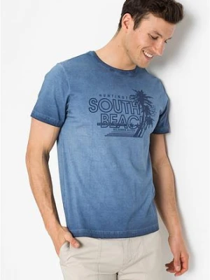 Zdjęcie produktu T-shirt z efektem wytarcia, z czystej bawełny organicznej BonPrix niebieski