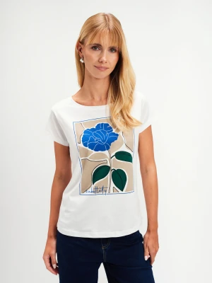 T-shirt z efektowną grafiką TOP SECRET Biały